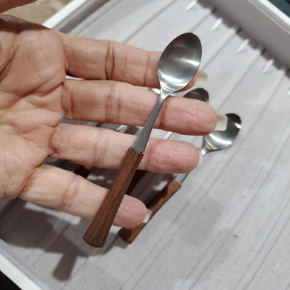 MCM Japan Wood Handle Coctail Appetizer Spoons - Set of 4 🥄🥄🥄🥄 Vintage - Picture 3 of 10